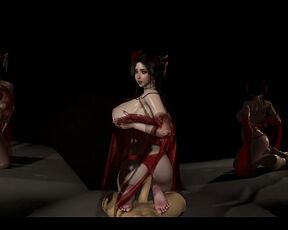 VAM Chinese Red Priestess Reverse Cowgirl | 3D Hentai Animation